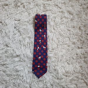 Snoopy Peanuts Vintage Tie Polka Dots Neck Tie Blue Red Collectible Novelty Fun